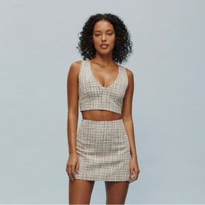 Reformation zuri top cream tweed NWT